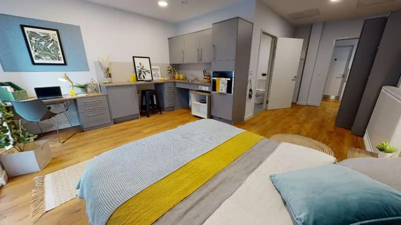 Self-contained student studio with a private kitchenette