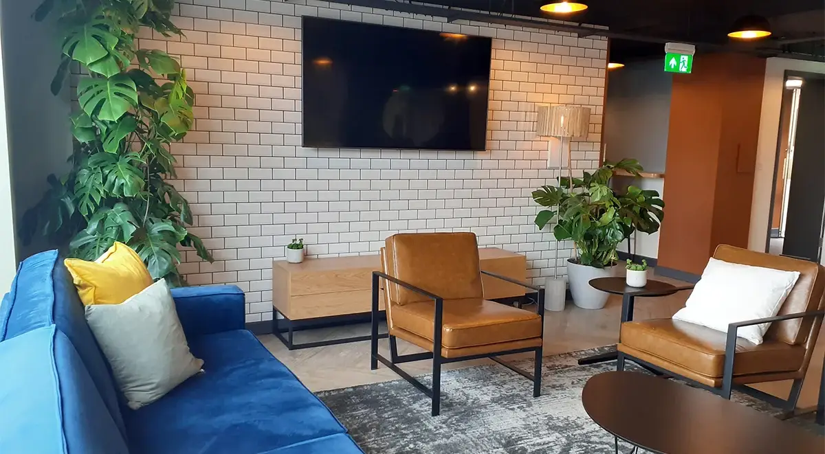 Modern communal lounge in student accommodation