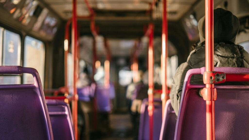 Photo of inside an empty bus