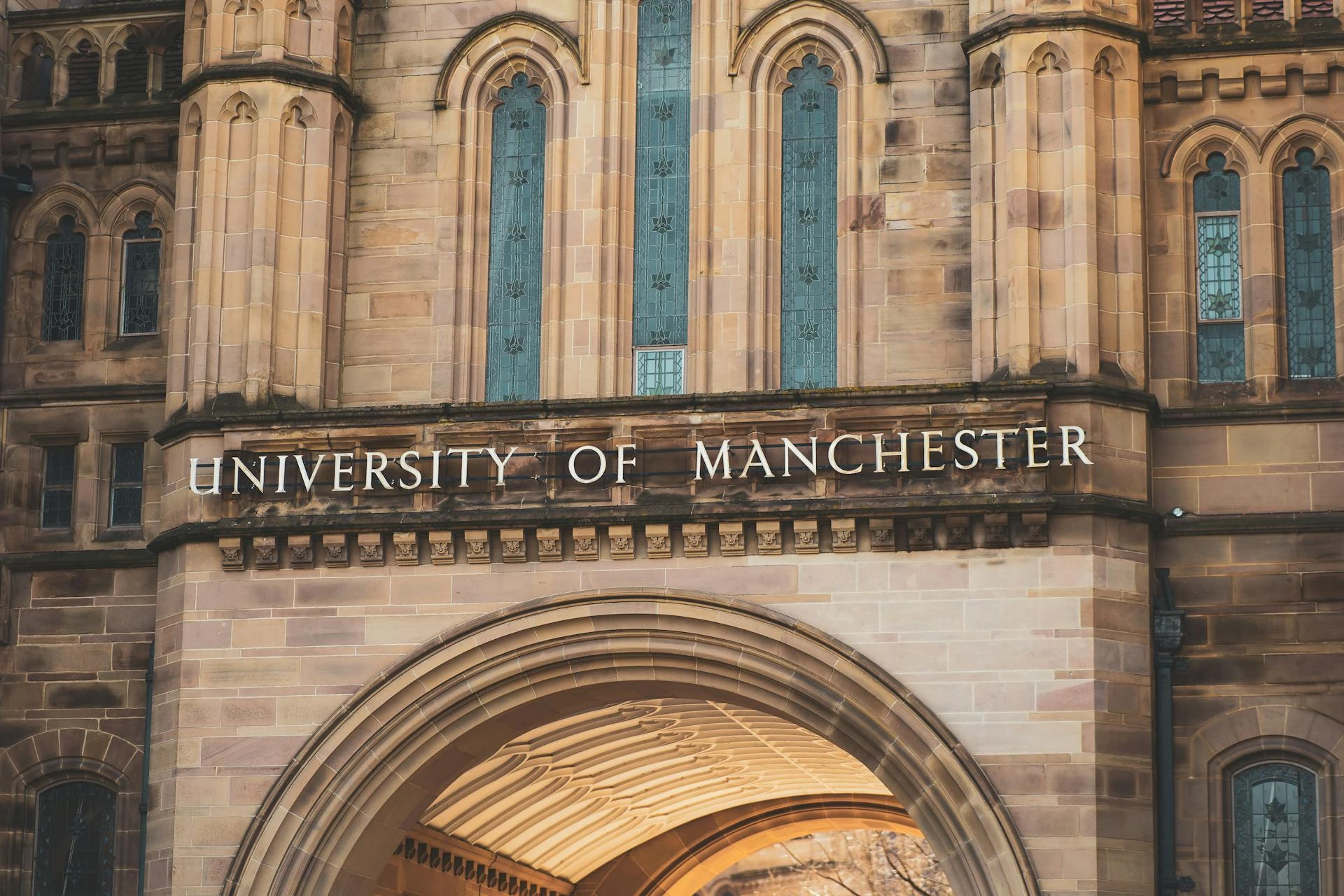 Entrance to Old Section of University of Manchester famous alumni