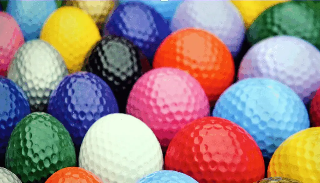 Colourful golf balls.