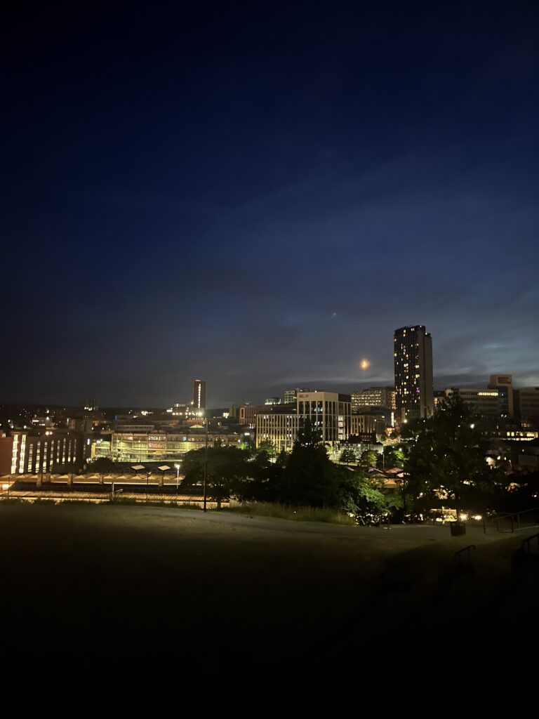 Sheffield at night time.