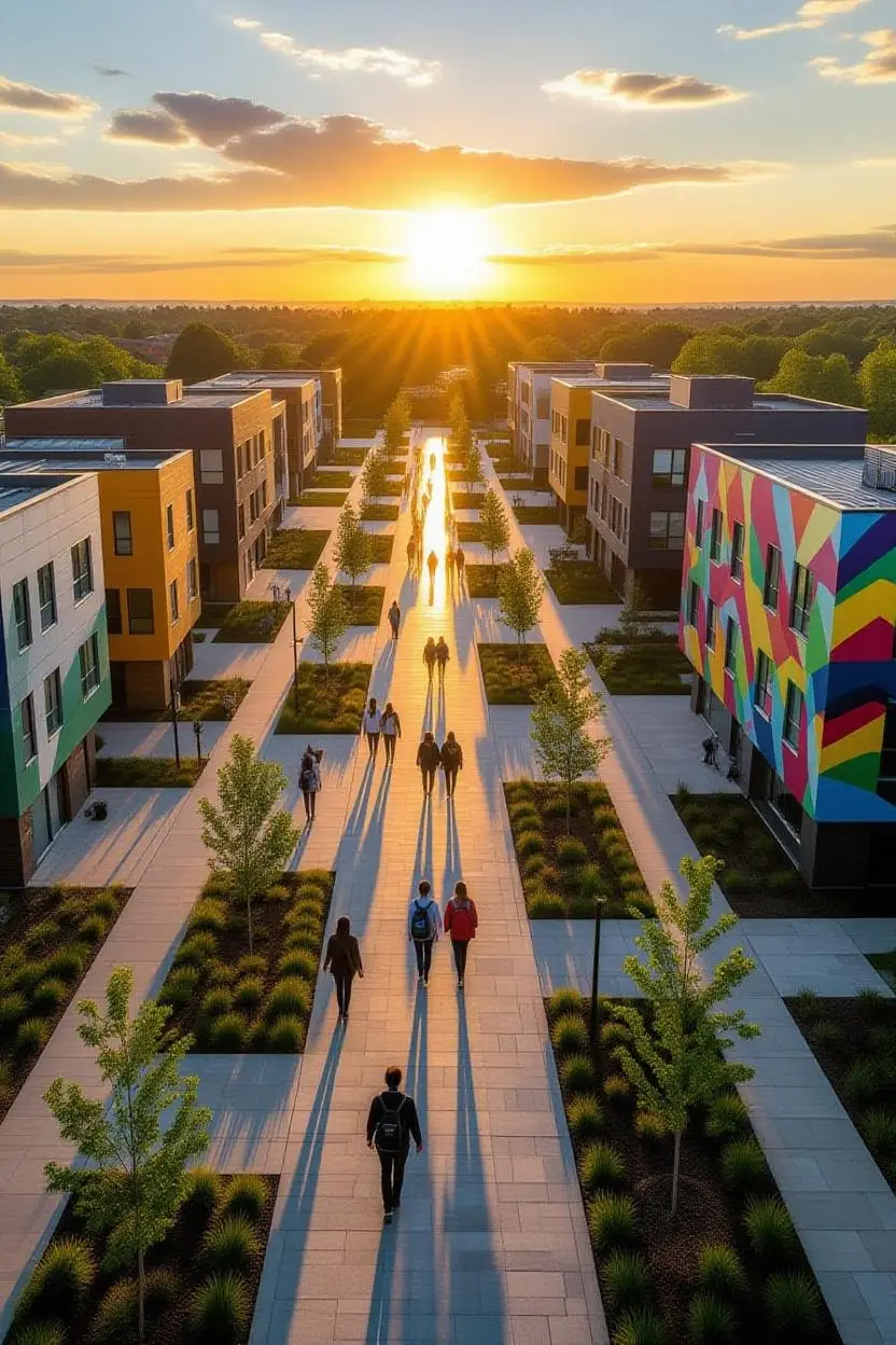 Student moving into university accommodation with boxes