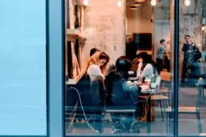 group study session in cafe 