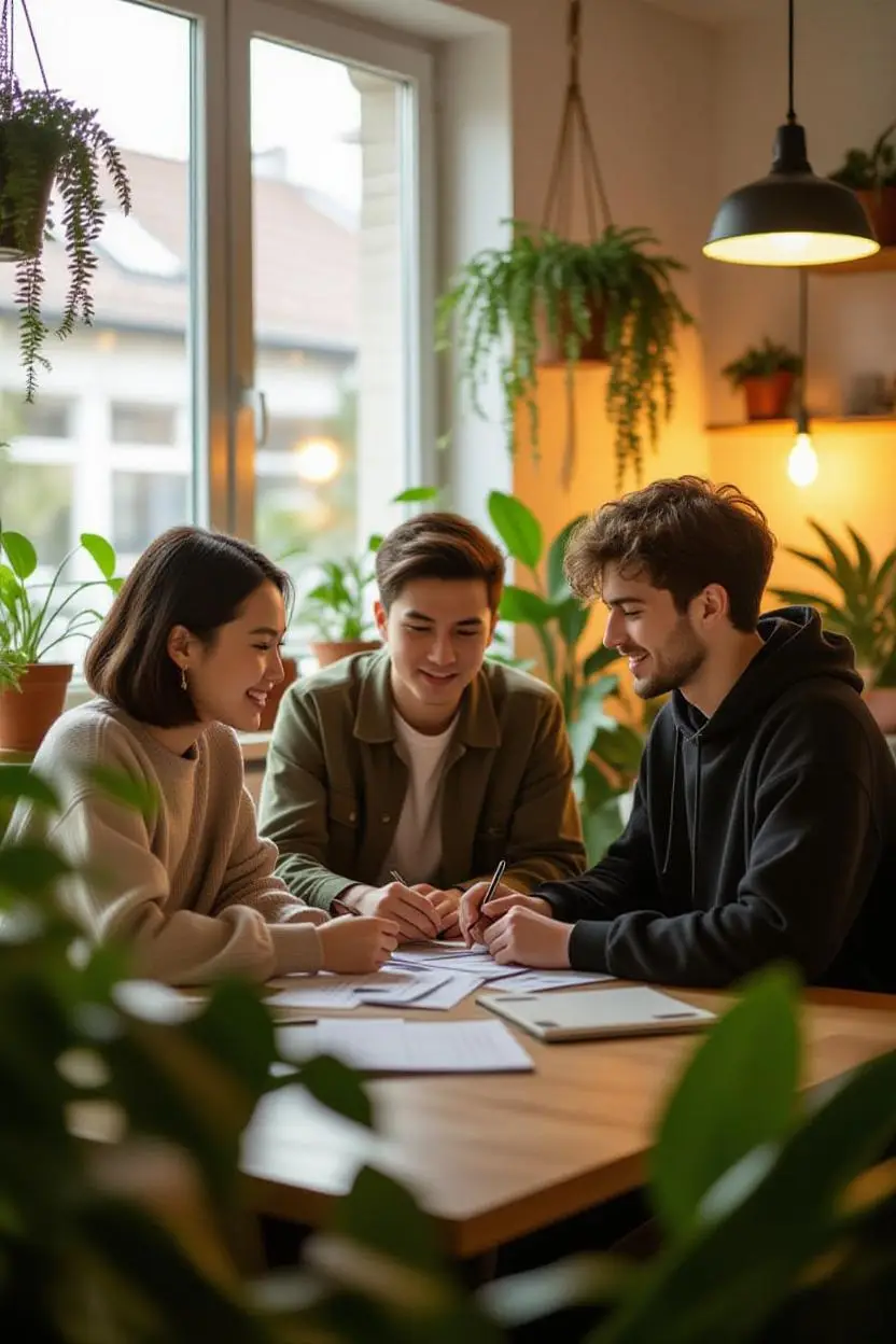 Student managing rent and budgeting at desk
