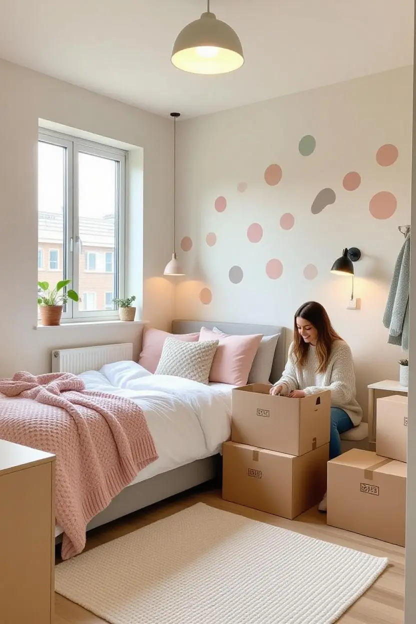 Students packing boxes while moving house