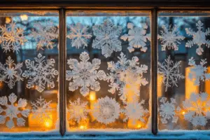 christmas snowflakes on window
