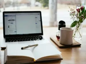 study with tablet and notebook