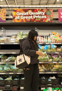 a student food shopping