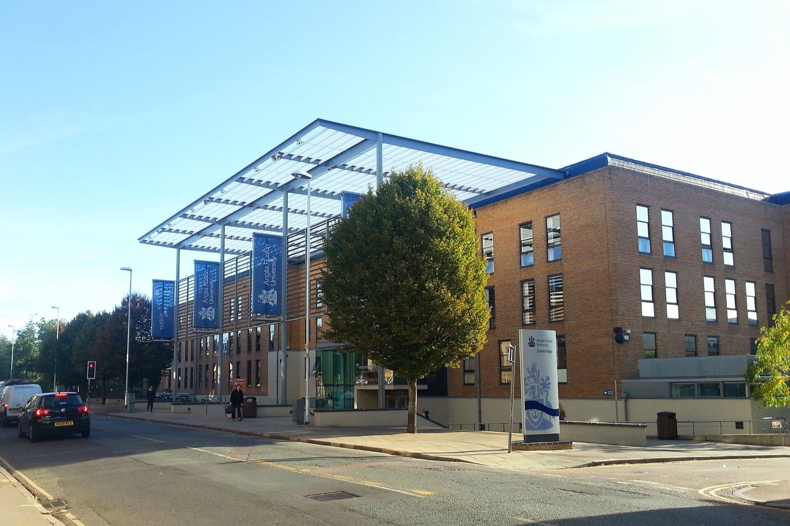 Anglia Ruskin University's main campus buildings on East Road, Cambridge