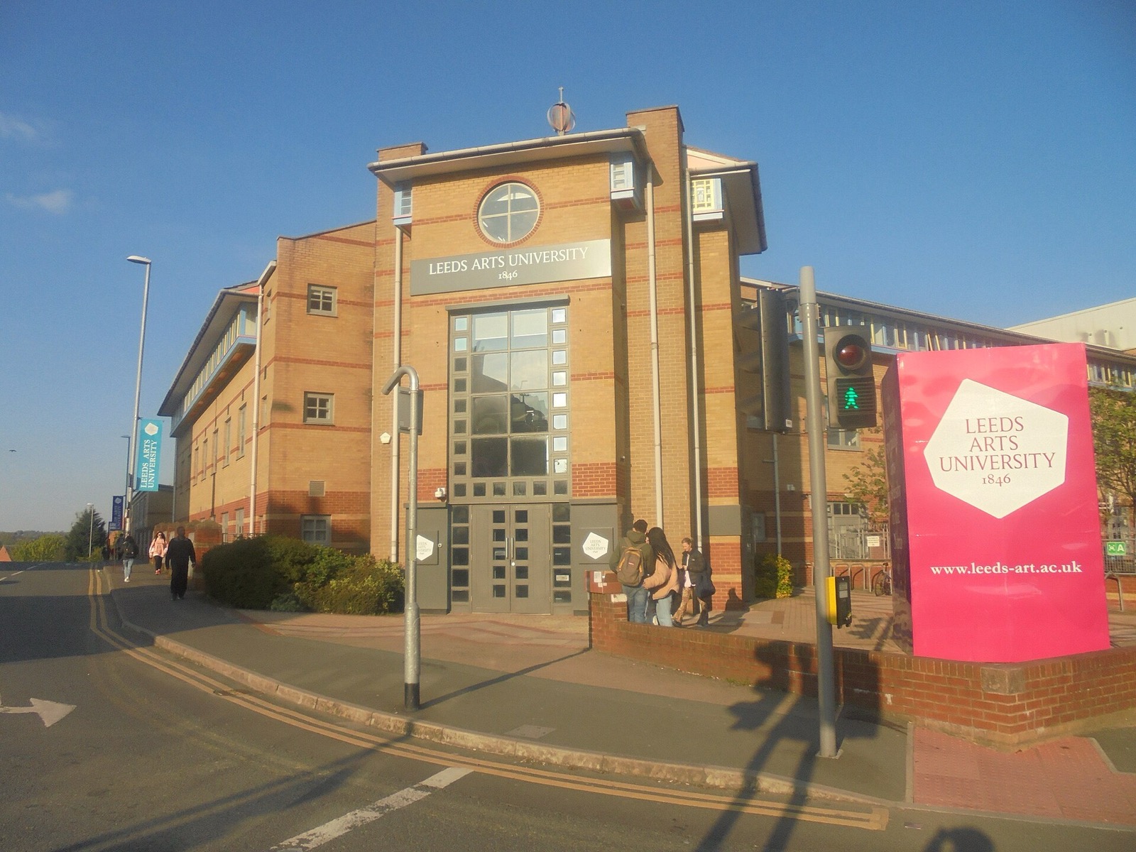 Leeds Arts University's Blenheim Walk building on a sunny evening