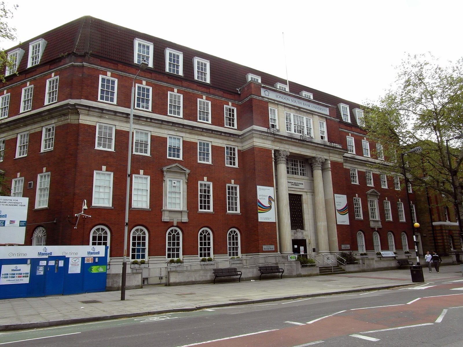 Red-brick London South Bank University building on Borough Road, Southwark