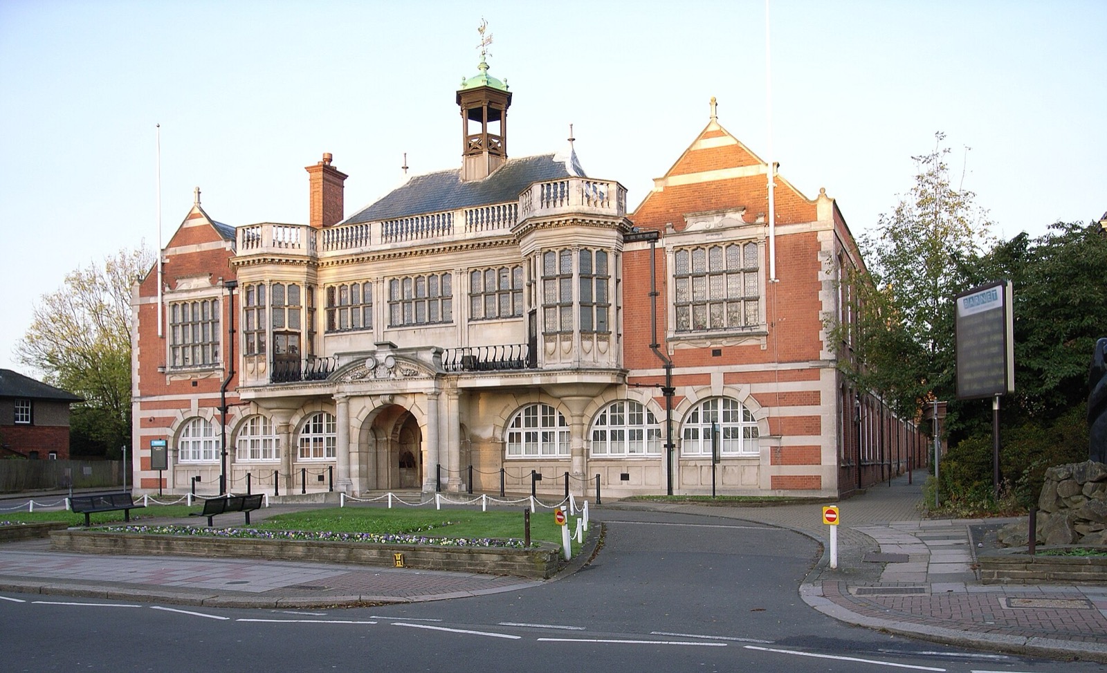 The red-brick and stone Hendon Town Hall on The Burroughs in Hendon, north London