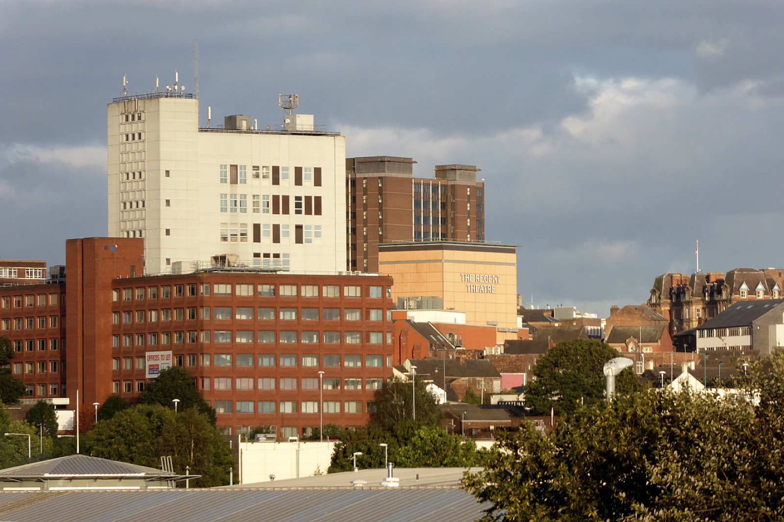 The Hanley skyline in Stoke-on-Trent on a bright day
