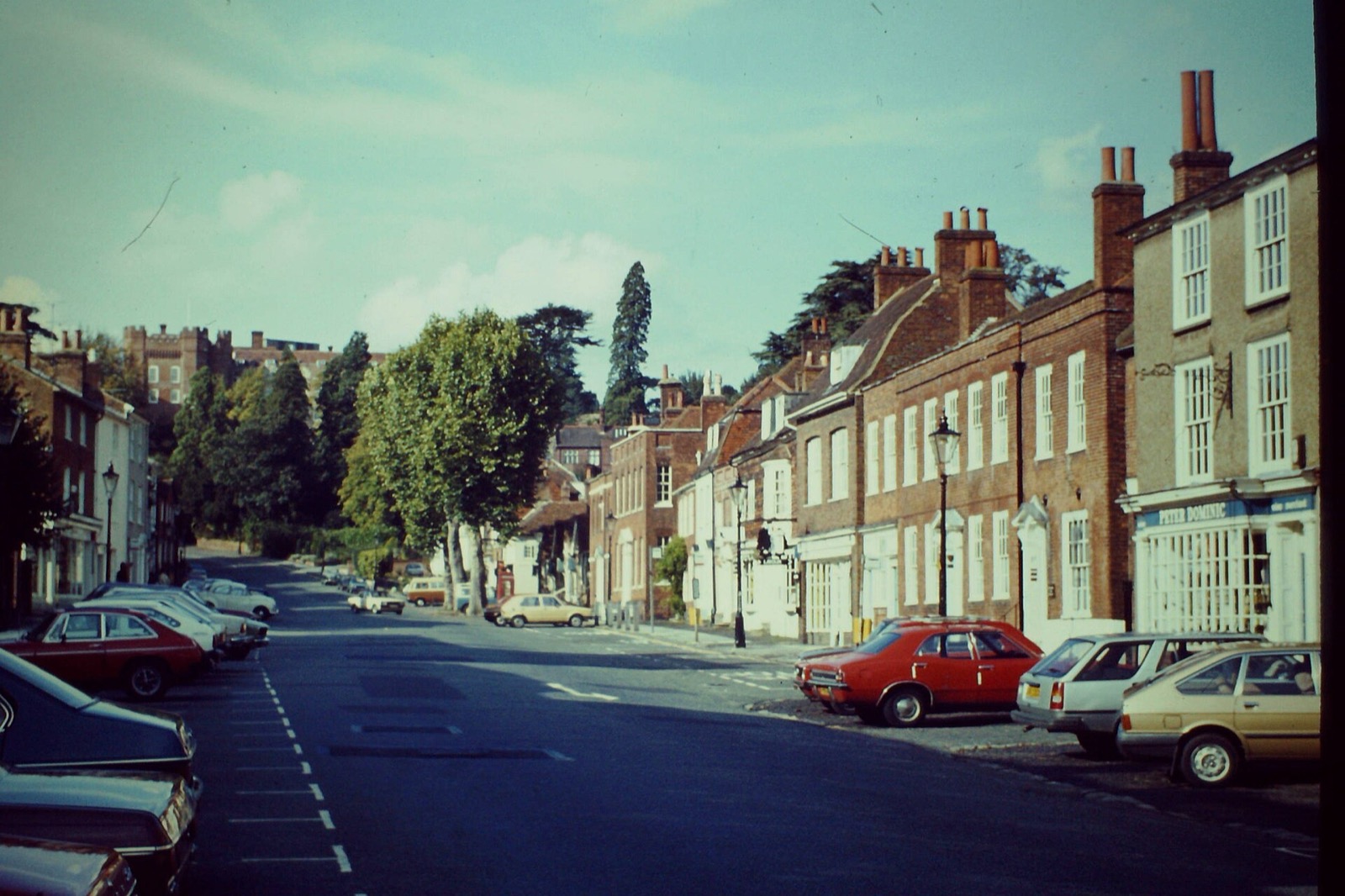 Georgian townhouses lining Castle Street in Farnham, Surrey