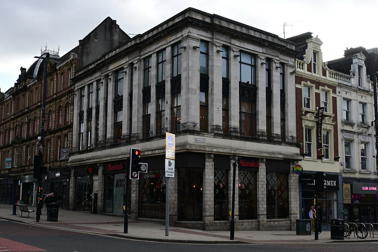 Victorian buildings on Briggate, Leeds city centre's main shopping street