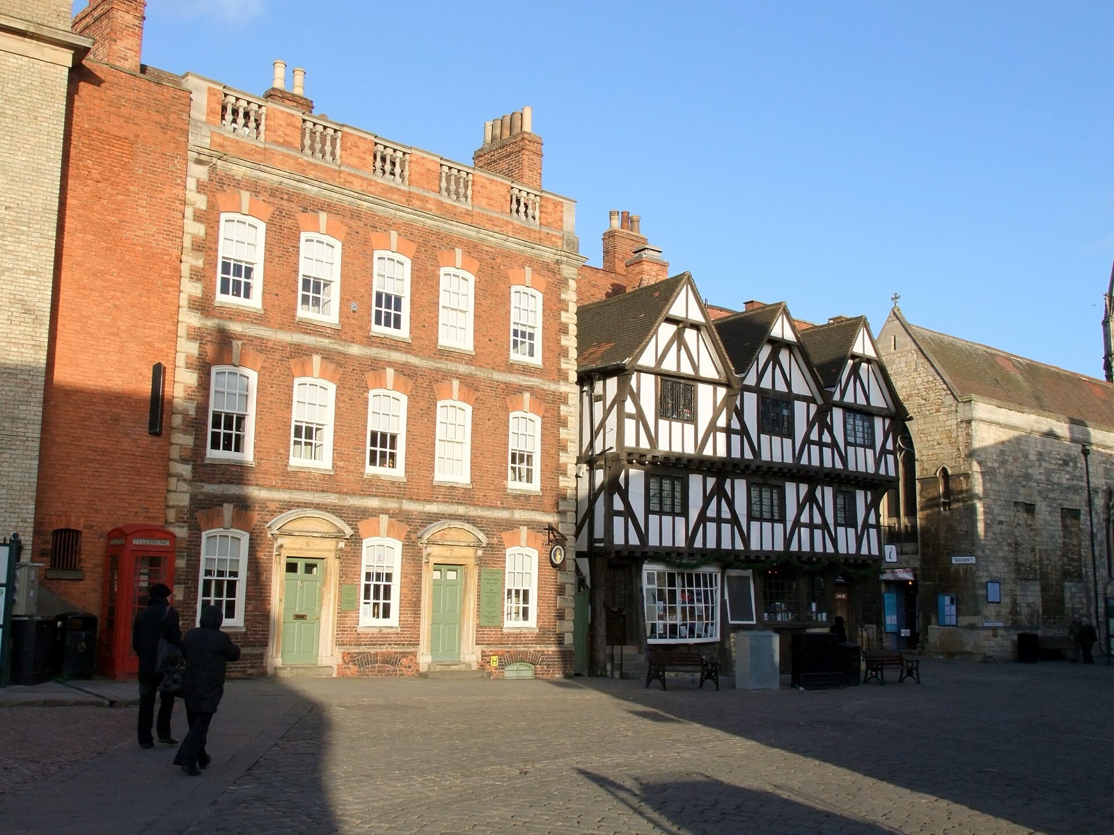 Historic buildings on Castle Square in Lincoln