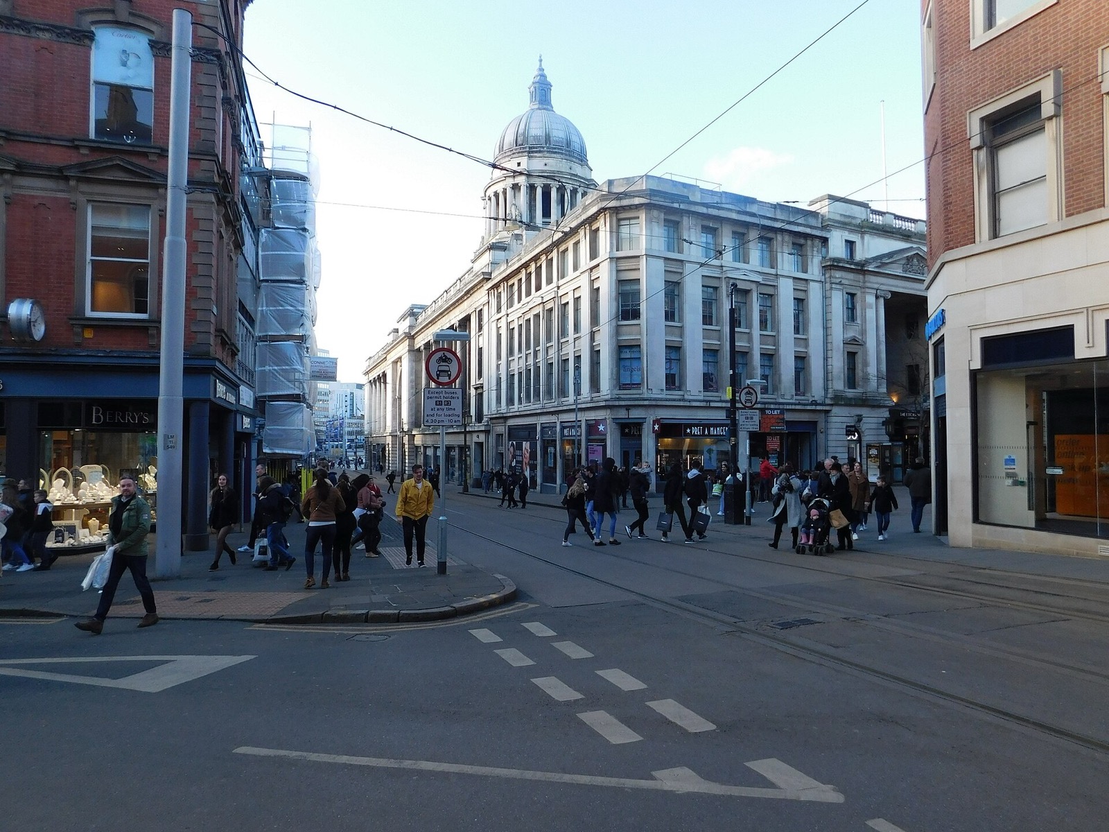 Cheapside in Nottingham city centre leading to the domed Council House