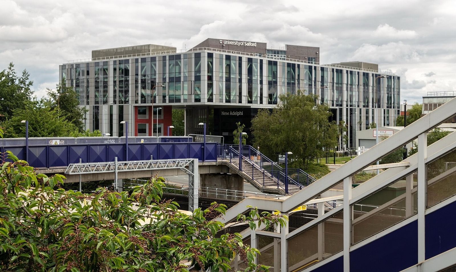 Modern University of Salford buildings on the Peel Park campus