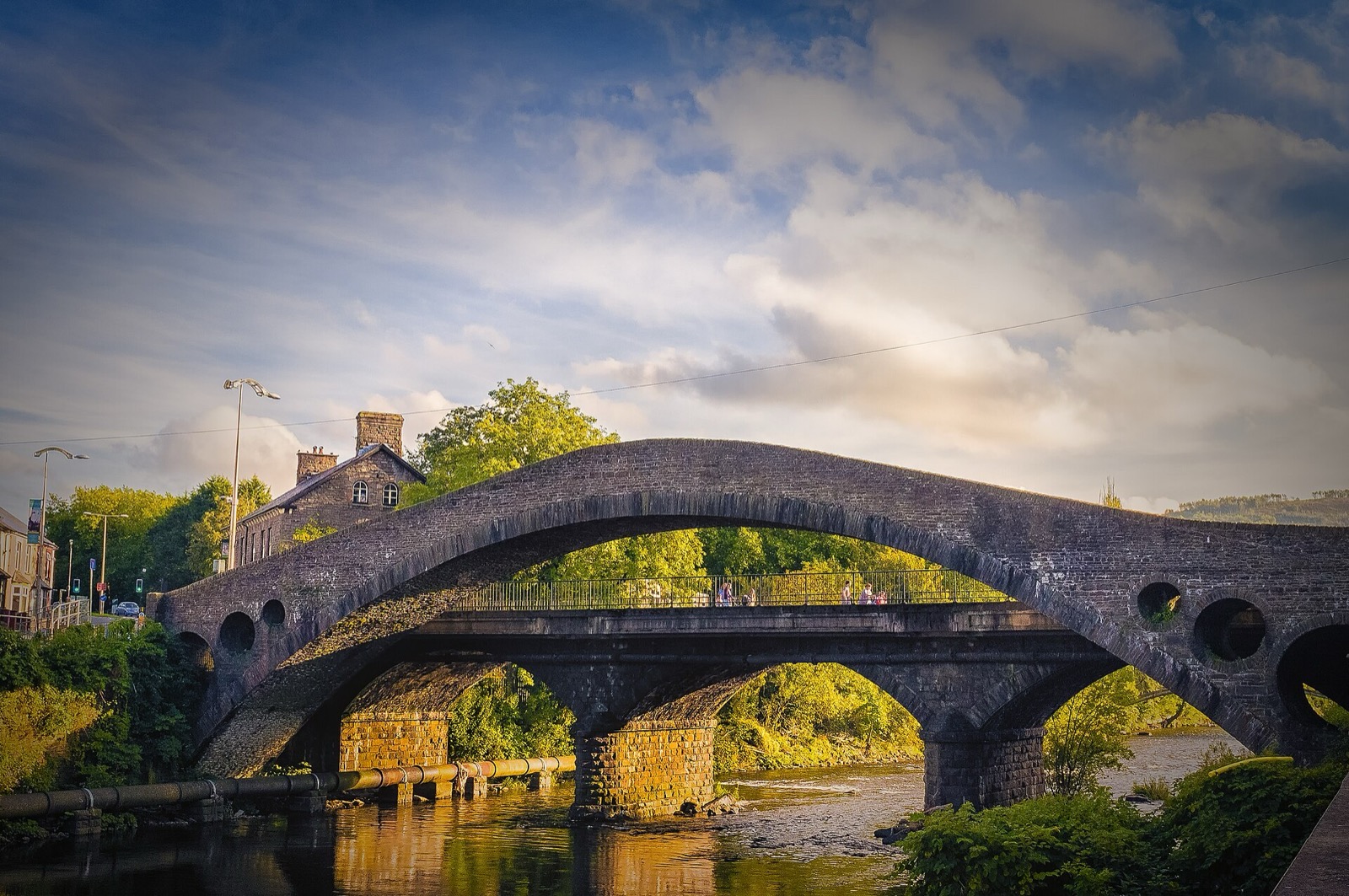 The historic Old Bridge over the River Taff in Pontypridd