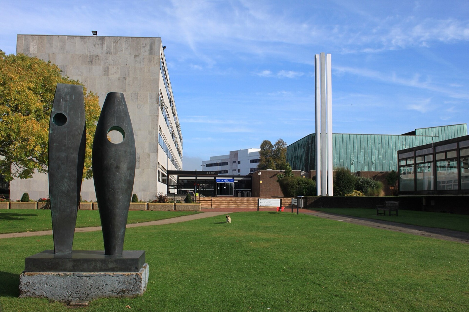 Sculpture and buildings on the University of Southampton Highfield campus