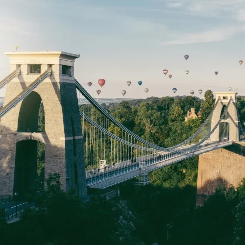 Clifton Suspension Bridge and Hot Air Balloons